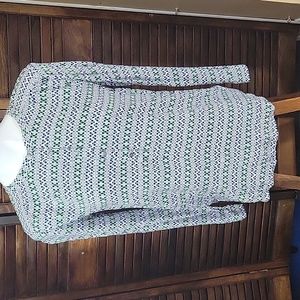Women's LOFT Pullover Navy Blue/White, Green Size Medium with half front…